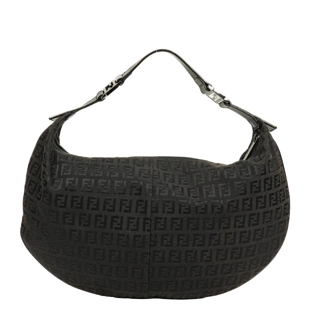 Fendi Zucchino Hobo Shoulder Bag in Black Canvas