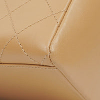 Chanel Straight Flap Shoulder Bag in Beige Lambskin with Vintage Patina