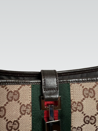 Gucci Jackie Medium in GG Supreme Canvas with Web Stripe and Leather