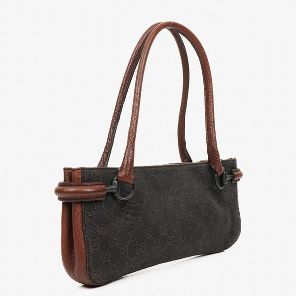 Gucci Hobo Shoulder Bag in Brown GG Canvas and Leather