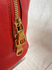 Loewe Heritage Mini Boston Bag in Red Leather with Engraved Logo