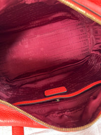 Loewe Heritage Mini Boston Bag in Red Leather with Engraved Logo
