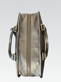 Loewe Amazona 28 in Metallic Grained Leather – Pewter Grey / Dark Silver
