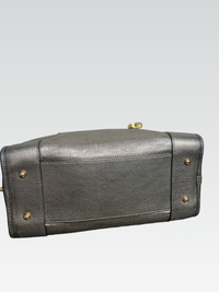 Loewe Amazona 28 in Metallic Grained Leather – Pewter Grey / Dark Silver