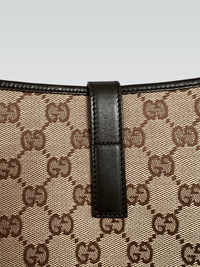 Gucci Jackie Medium in GG Supreme Canvas with Web Stripe and Leather