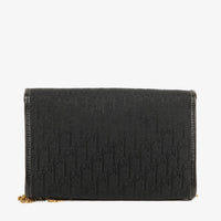 Dior Trotter Mini Shoulder Bag in Black Canvas with Gold Chain