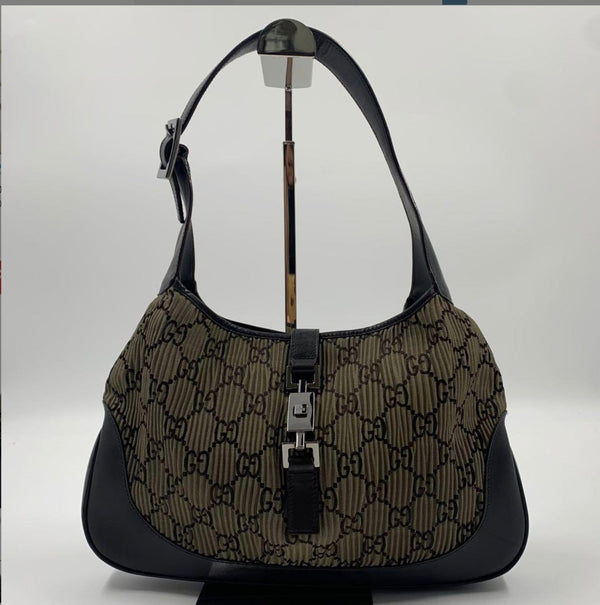 Gucci Jackie Medium in Pleated GG Monogram Canvas and Leather
