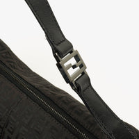 Fendi Zucchino Hobo Shoulder Bag in Black Canvas