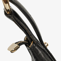 Gucci Guccissima Horsebit Medium Shoulder Bag in Black Leather