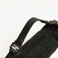 Fendi Zucchino Hobo Shoulder Bag in Black Canvas