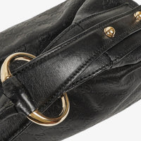 Gucci Guccissima Horsebit Medium Shoulder Bag in Black Leather