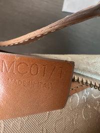 Vintage Celine C Monogram Shoulder Bag in White Suede