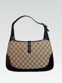 Gucci Jackie Medium in GG Supreme Canvas with Web Stripe and Leather
