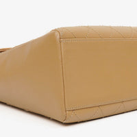 Chanel Straight Flap Shoulder Bag in Beige Lambskin with Vintage Patina