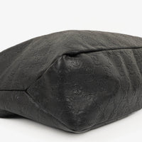Gucci Guccissima Horsebit Medium Shoulder Bag in Black Leather