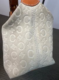 Vintage Celine C Monogram Shoulder Bag in White Suede