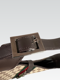 Gucci Jackie Medium in GG Supreme Canvas with Web Stripe and Leather