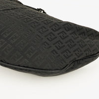 Fendi Zucchino Hobo Shoulder Bag in Black Canvas