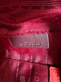 Loewe Heritage Mini Boston Bag in Red Leather with Engraved Logo