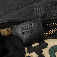 Gucci Guccissima Horsebit Medium Shoulder Bag in Black Leather