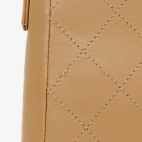 Chanel Straight Flap Shoulder Bag in Beige Lambskin with Vintage Patina