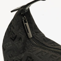 Fendi Zucchino Hobo Shoulder Bag in Black Canvas