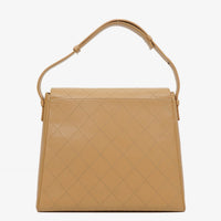 Chanel Straight Flap Shoulder Bag in Beige Lambskin with Vintage Patina