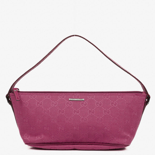 Gucci Boat Pochette Mini Baguette Bag in Pink GG Canvas