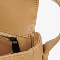 Chanel Straight Flap Shoulder Bag in Beige Lambskin with Vintage Patina