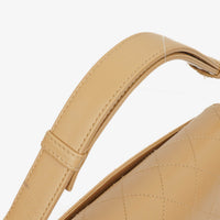 Chanel Straight Flap Shoulder Bag in Beige Lambskin with Vintage Patina