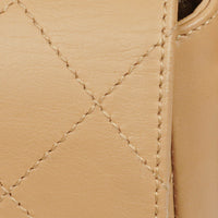 Chanel Straight Flap Shoulder Bag in Beige Lambskin with Vintage Patina