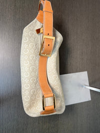 Vintage Celine C Monogram Shoulder Bag in White Suede