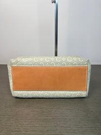 Vintage Celine C Monogram Shoulder Bag in White Suede