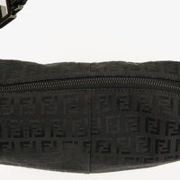 Fendi Zucchino Hobo Shoulder Bag in Black Canvas