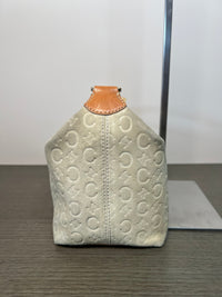 Vintage Celine C Monogram Shoulder Bag in White Suede