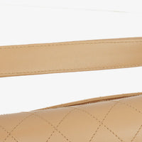 Chanel Straight Flap Shoulder Bag in Beige Lambskin with Vintage Patina