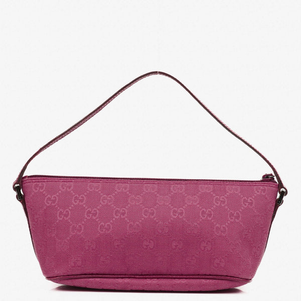 Gucci Boat Pochette Mini Baguette Bag in Pink GG Canvas
