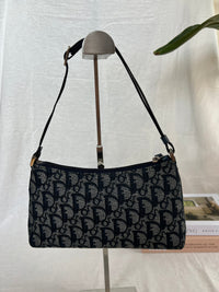 Christian Dior Trotter Pochette Bag in Navy Oblique Canvas