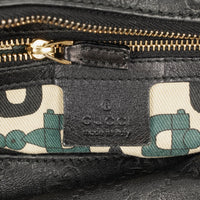 Gucci Guccissima Horsebit Medium Shoulder Bag in Black Leather