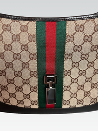 Gucci Jackie Medium in GG Supreme Canvas with Web Stripe and Leather