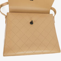 Chanel Straight Flap Shoulder Bag in Beige Lambskin with Vintage Patina