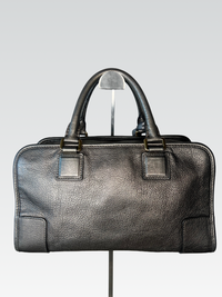 Loewe Amazona 28 in Metallic Grained Leather – Pewter Grey / Dark Silver