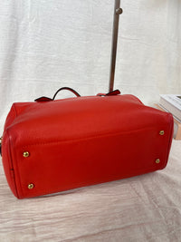 Loewe Heritage Mini Boston Bag in Red Leather with Engraved Logo