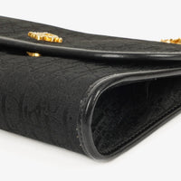 Dior Trotter Mini Shoulder Bag in Black Canvas with Gold Chain