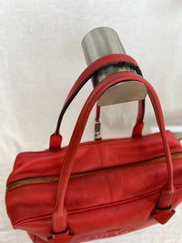 Loewe Heritage Mini Boston Bag in Red Leather with Engraved Logo