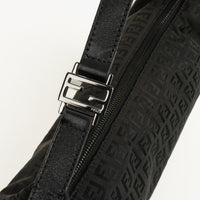 Fendi Zucchino Hobo Shoulder Bag in Black Canvas