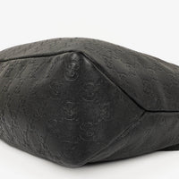 Gucci Guccissima Horsebit Medium Shoulder Bag in Black Leather